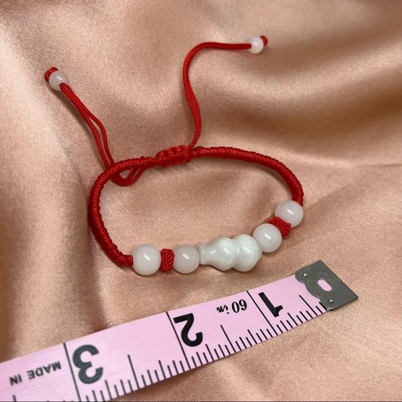 Natural Myanmar Jade Braided Bead Bracelets, Red String Bracelets - Picture 4 of 4